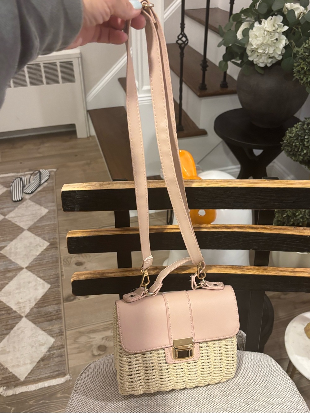 Francesca's Blush Pink Woven Crossbody Bag - Women Bags - NWT